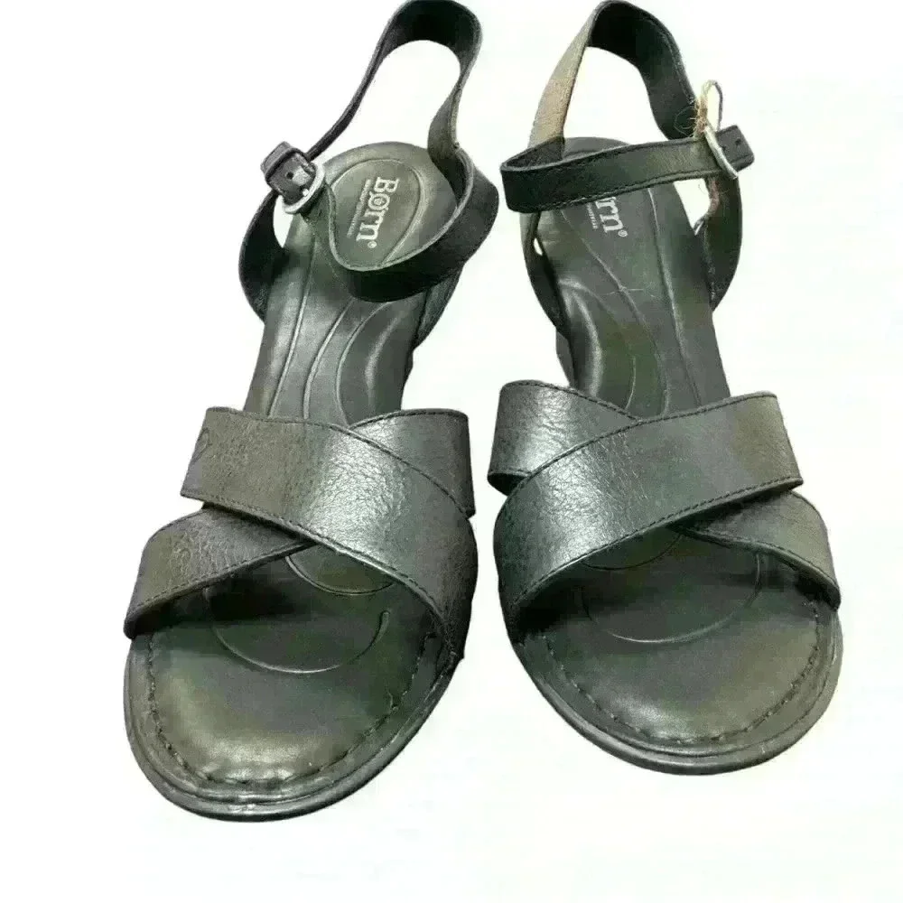 Born Hamada Wedge Sandal Leather Women Size 10 NEW